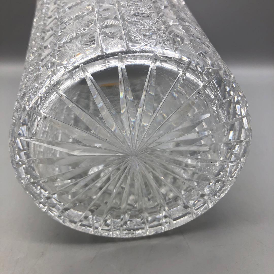 新品未使用箱入りボヘミアクリスタルカットフラワーベース花瓶31cm高級工芸品