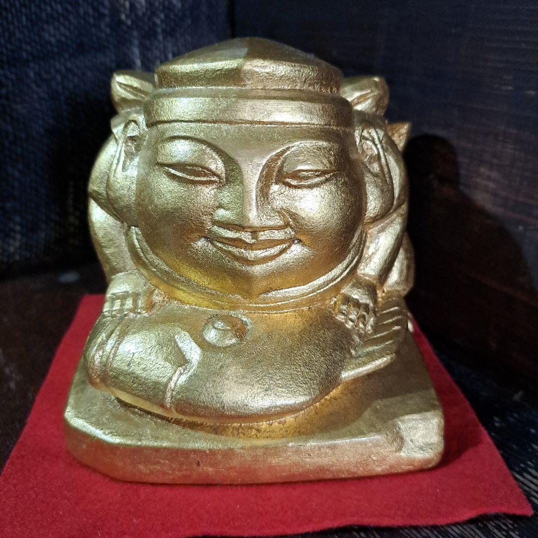 平櫛田中作　福徳恵比須座像　金箔ブロンズ像　田中名刻印