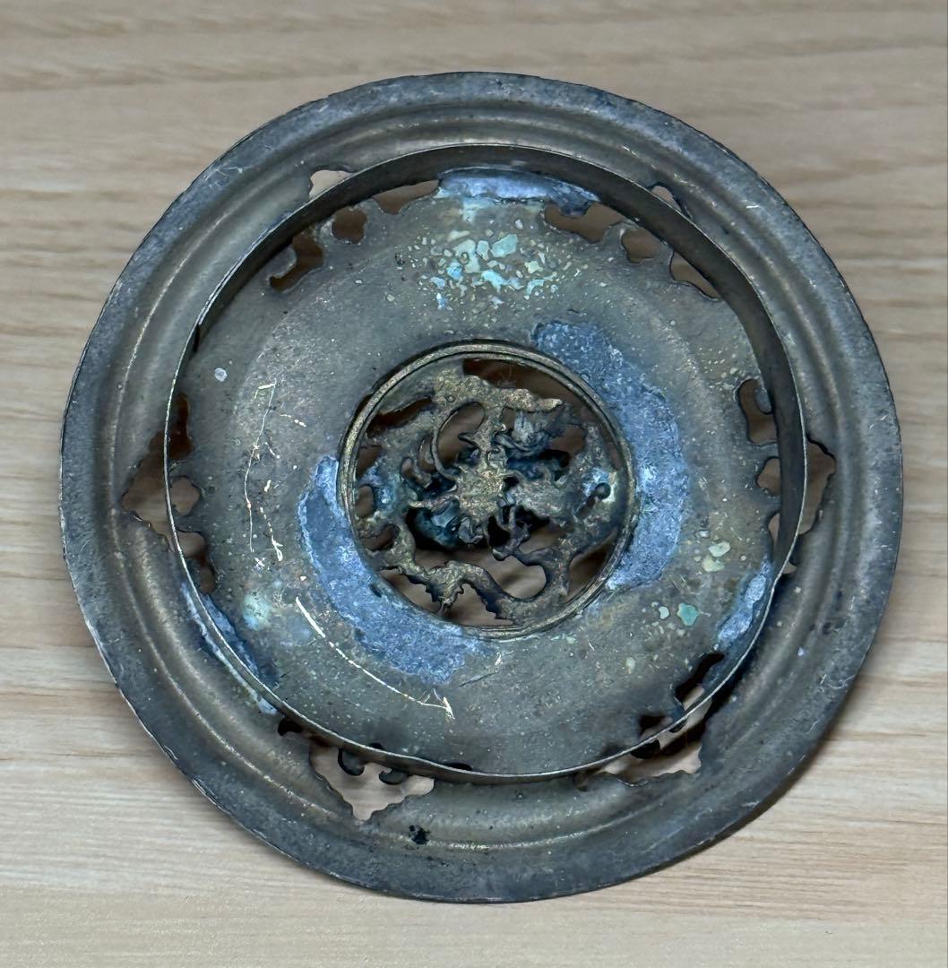 染付 香炉 龍文 錫製 蓋付 香道具 茶道具 唐物 中国美術