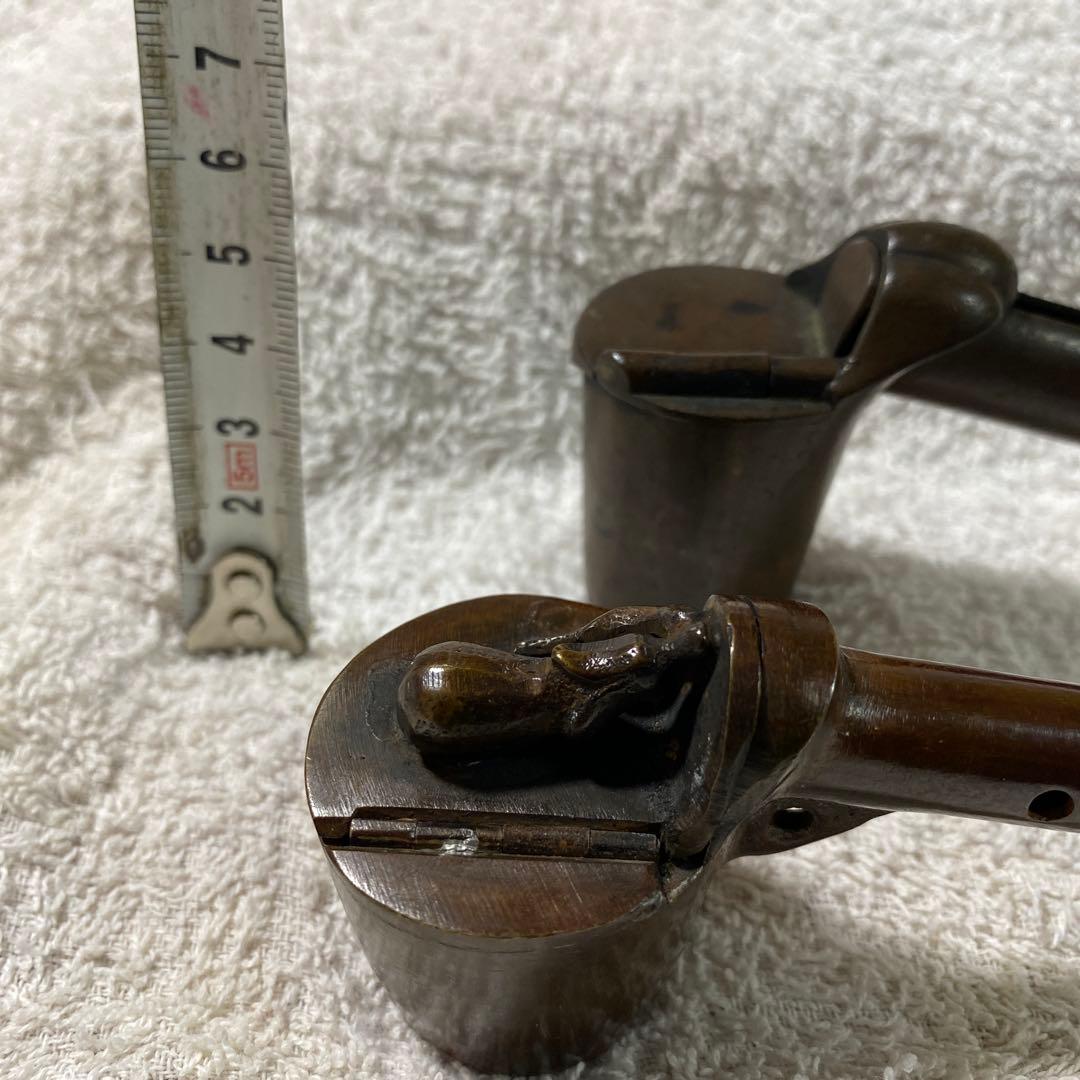 G-9 矢立　2個組　銅製　和文具　古道具　書道具　アンティーク　美術品　工芸品