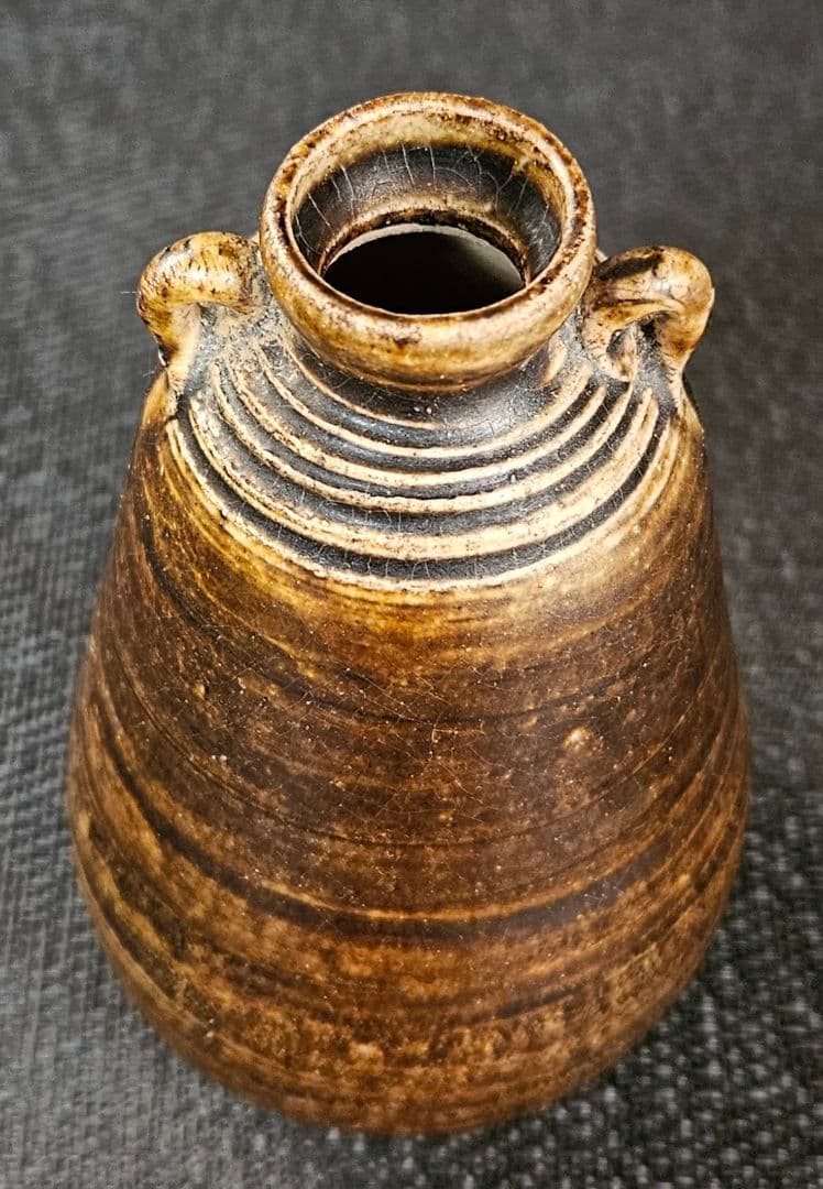 時代古作品❗】タイ古陶磁器　東南アジア古陶磁器　宋胡録　鉄釉　花入れ　海上がり品