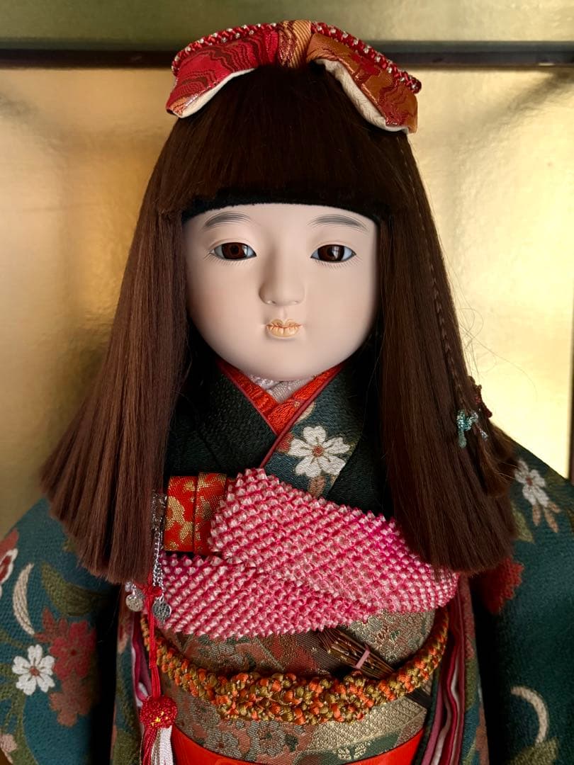 京づくり　市松人形　ガラスケース入り