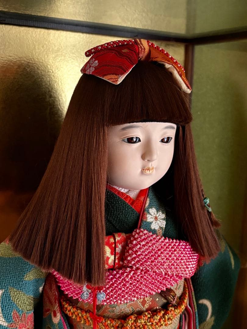 京づくり　市松人形　ガラスケース入り