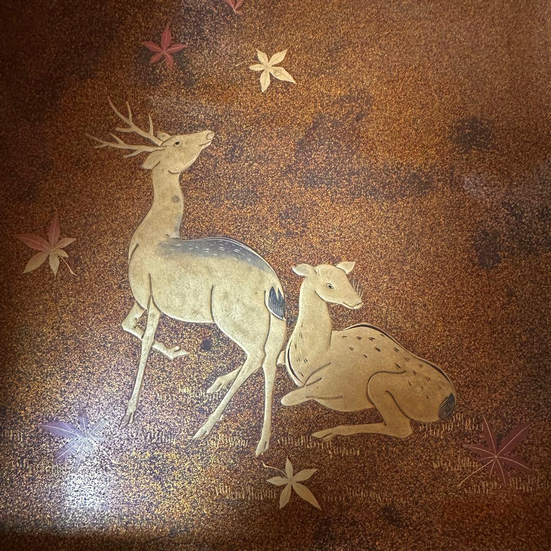 金蒔絵吉野山図硯箱 明治時代-19世紀頃 硯 水滴 双鹿 内梨子地漆器文房具