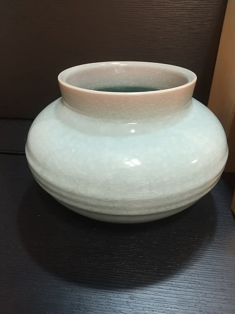 希少 花器 青磁壷 大型 小笠原長春