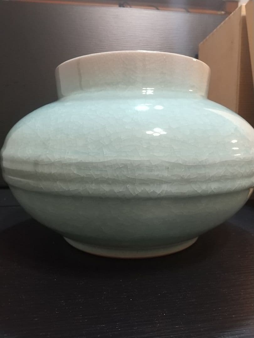 希少 花器 青磁壷 大型 小笠原長春