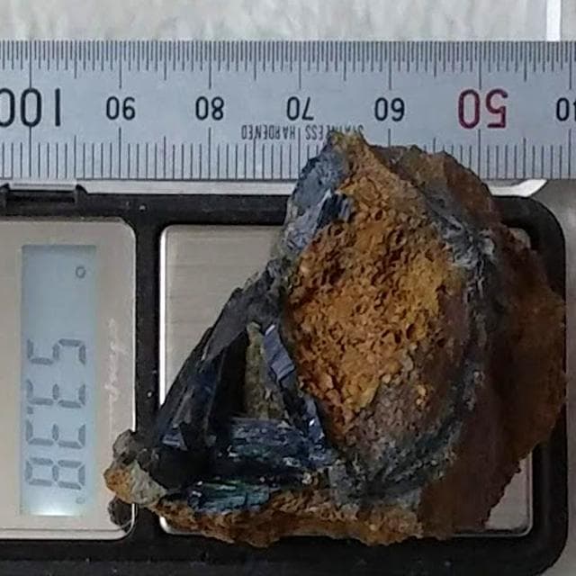 53.38g　ビビアナイト　藍鉄鉱　ブラジル産　母岩付き　ヴィヴィアナイト