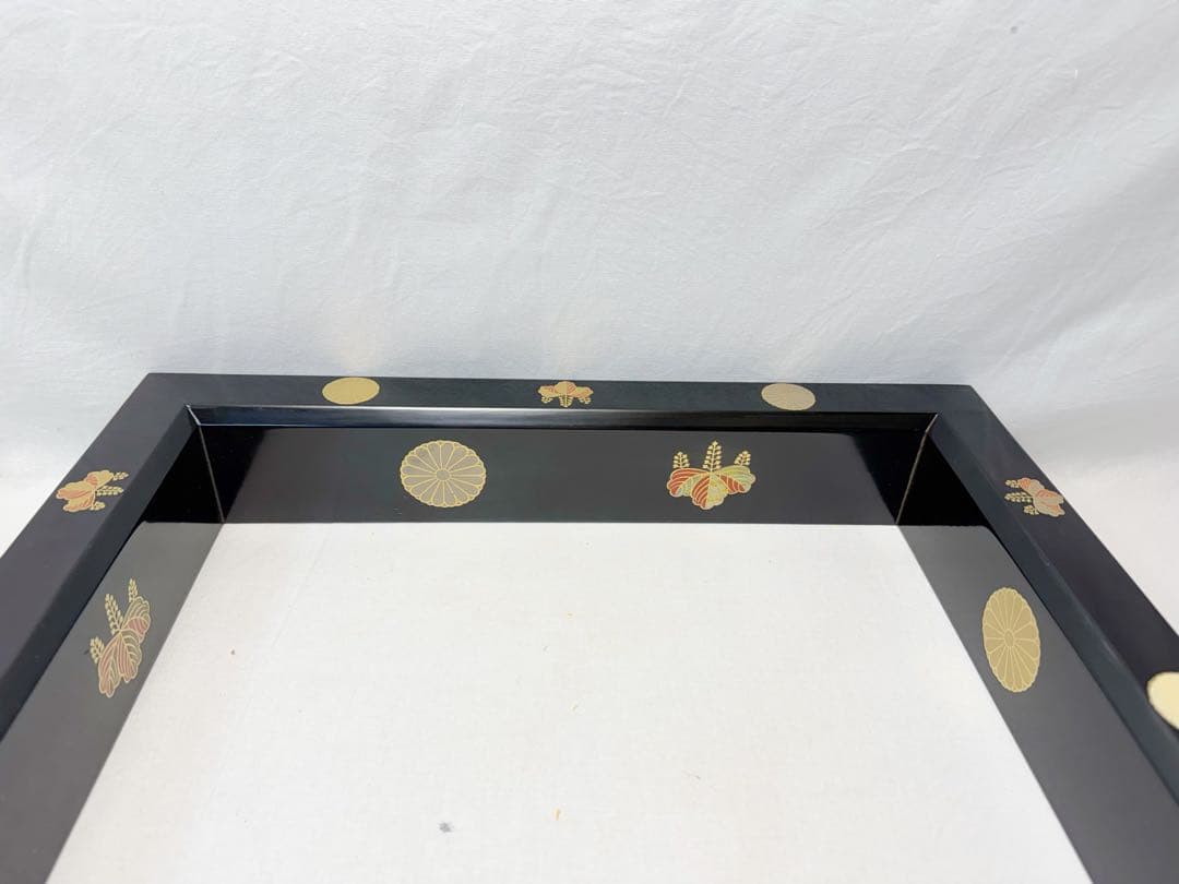 ほぼ未使用 茶道具 塗師表哲造 黒真塗 高台寺蒔絵 螺鈿付 炉縁 共箱