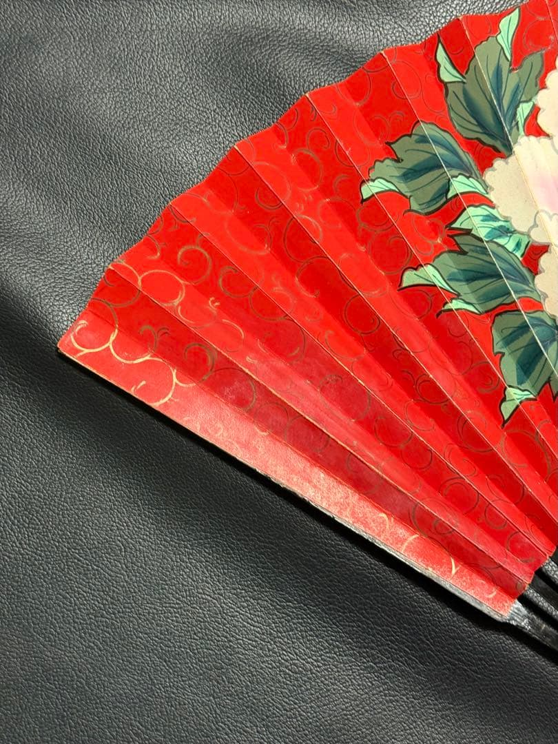 扇子　32cm 中啓　鬼扇　赤地一輪牡丹図　仕舞扇　能楽　舞踊　衣装　着物