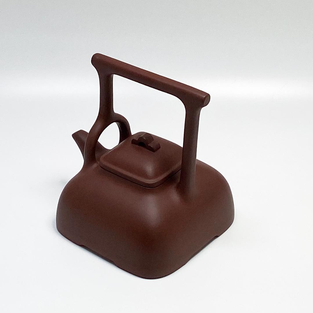 中國宜興 婉芬 朱泥紫砂 蓋内在銘 提梁 急須 茶器 陶器工芸 茶道具