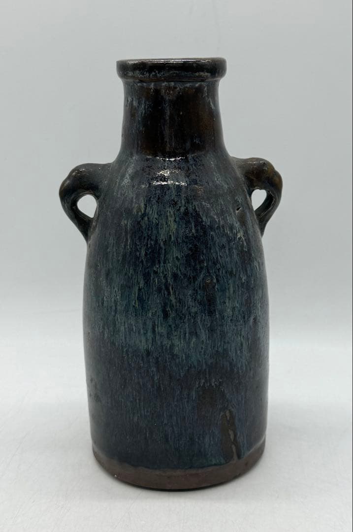 中国　鈞釉象耳瓶　花入　送料込み251130