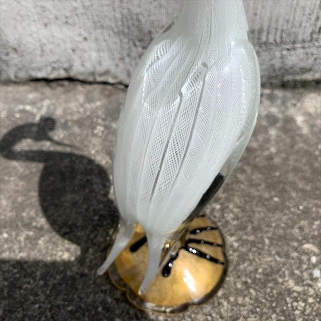 Salviati｜murano/ムラーノ｜ガラスオブジェクト｜白黒｜鳥｜