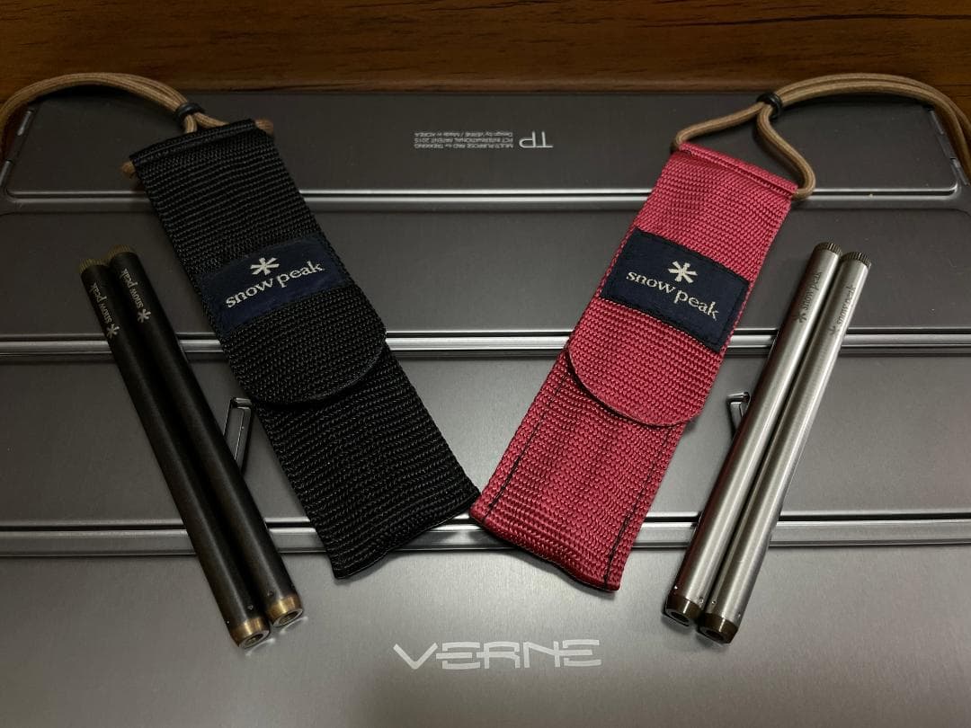 黒＆白銀、幸運の夫婦（めおと）箸！スノーピーク 旧・和武器（丸形） ブラック