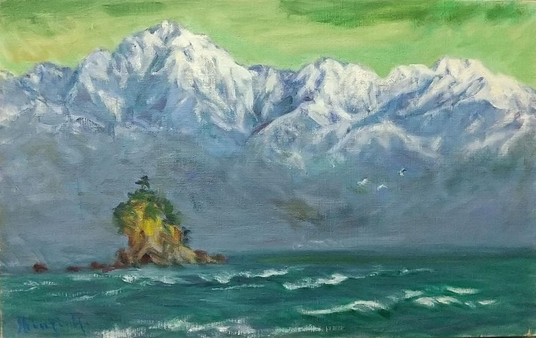 「立山連峰」M10 絵画 油絵 油彩画 風景画 北アルプス 額縁 額装 古径