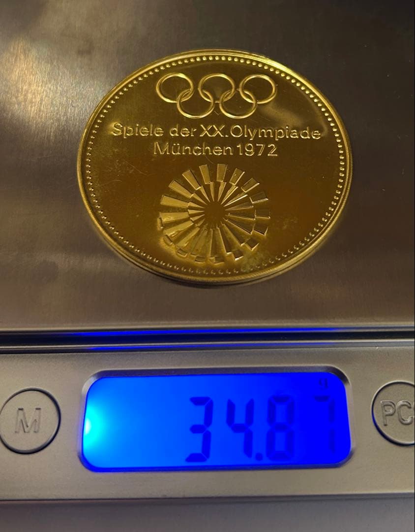 ミュンヘンオリンピック　公式記念金メダル 10K 約35g ケース、説明書付