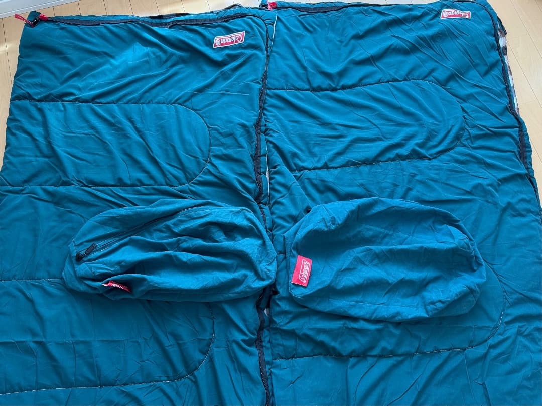 【２個セット】Coleman フリーススリーピングバッグ ブラウンチェック
