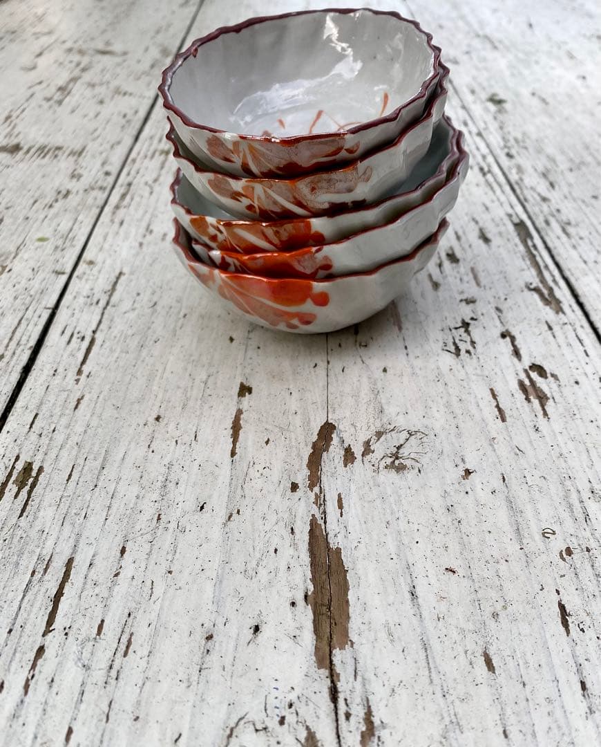 台湾 ヴィンテージ 海老絵付け 小皿 5枚セット 民藝 古道具 アンティーク