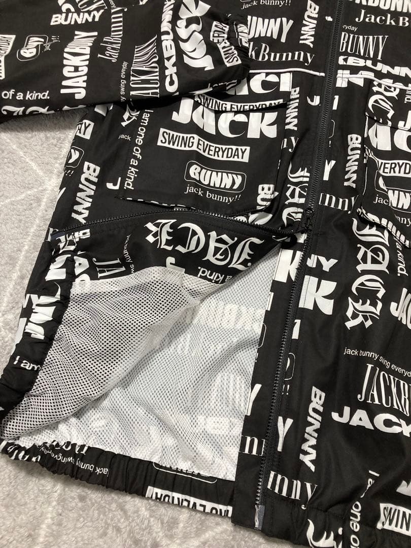 新品 パーリーゲイツ ジャックバニー ストレッチマルチロゴ ブルゾン(5)L/黒