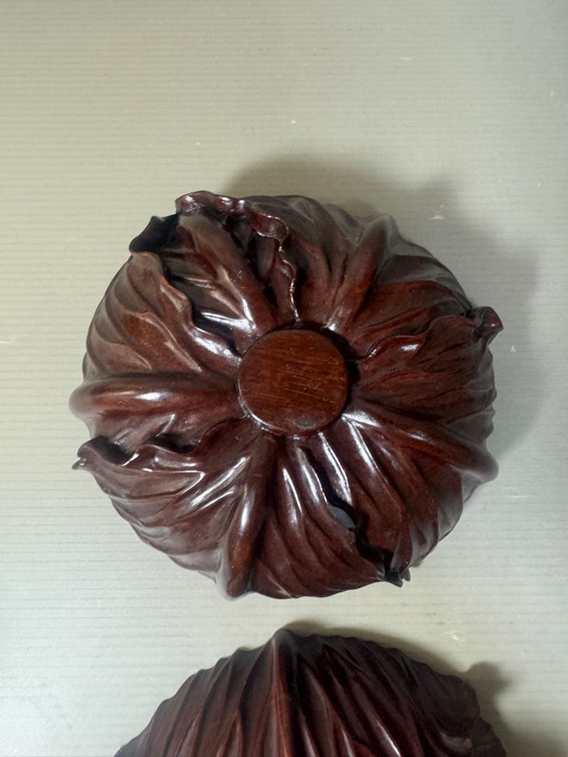 2466 香合　茶道具　古道具　骨董　　蓋物　一刀彫　美品