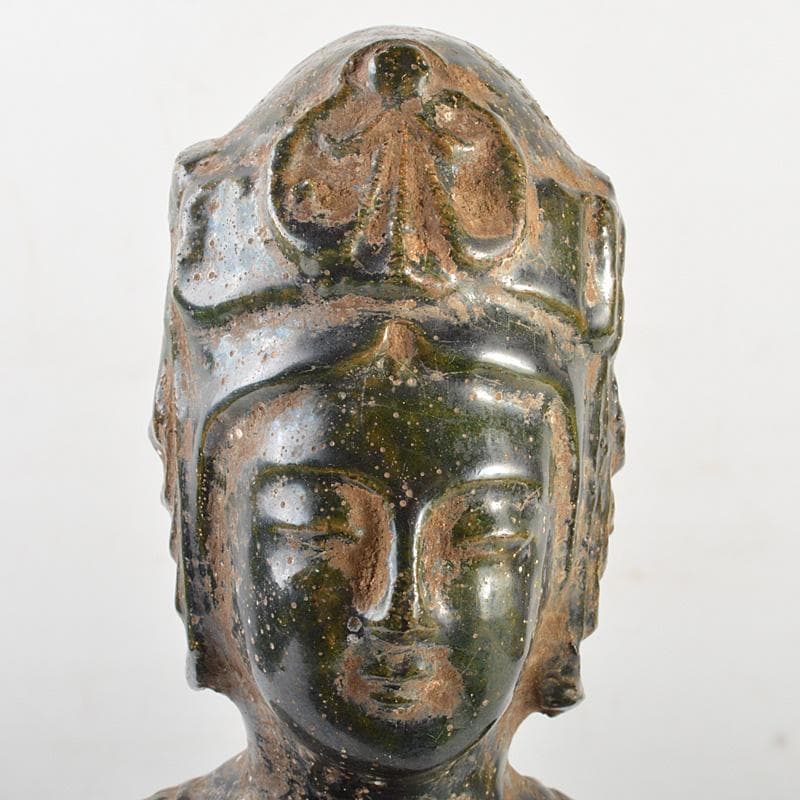 仏教美術　漢緑釉観音像　仏像　置物　C　R6929