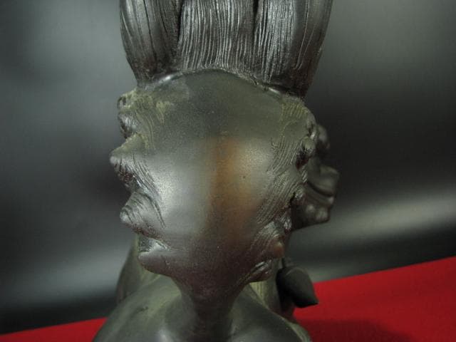 大型 銅獅子 玉乗 置物 c536