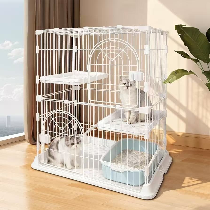 猫ケージ キャットケージ 2段 スリム 大型猫用 幅76*奥行50.5*高さ89