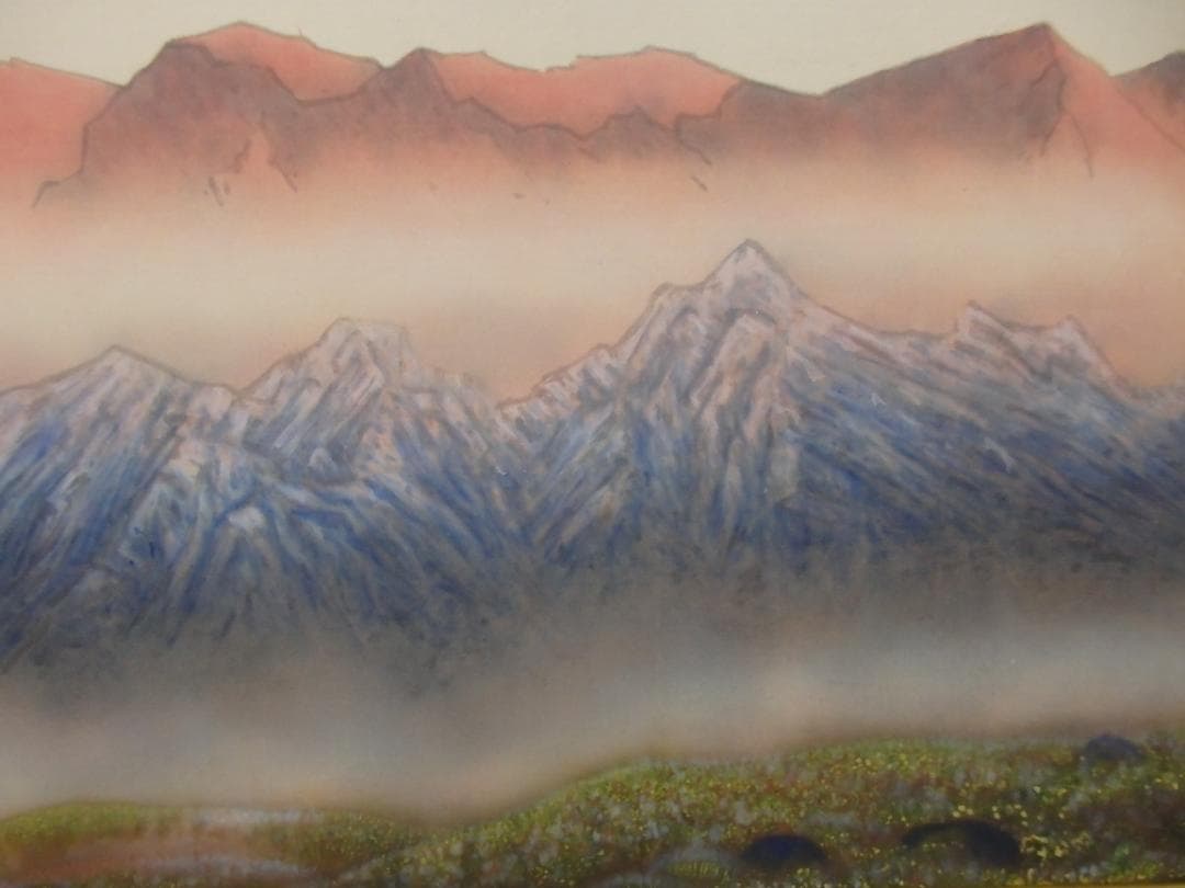 日本画家 吉原芳仙 『ヒマラヤの嶺』扁額/絹本 /1932年作 本物直筆保証