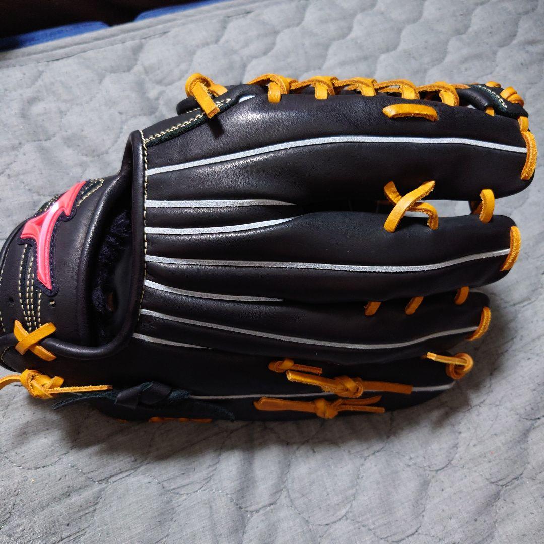 新品軟式外野手Mizuno 野球グローブ 黒/オレンジ