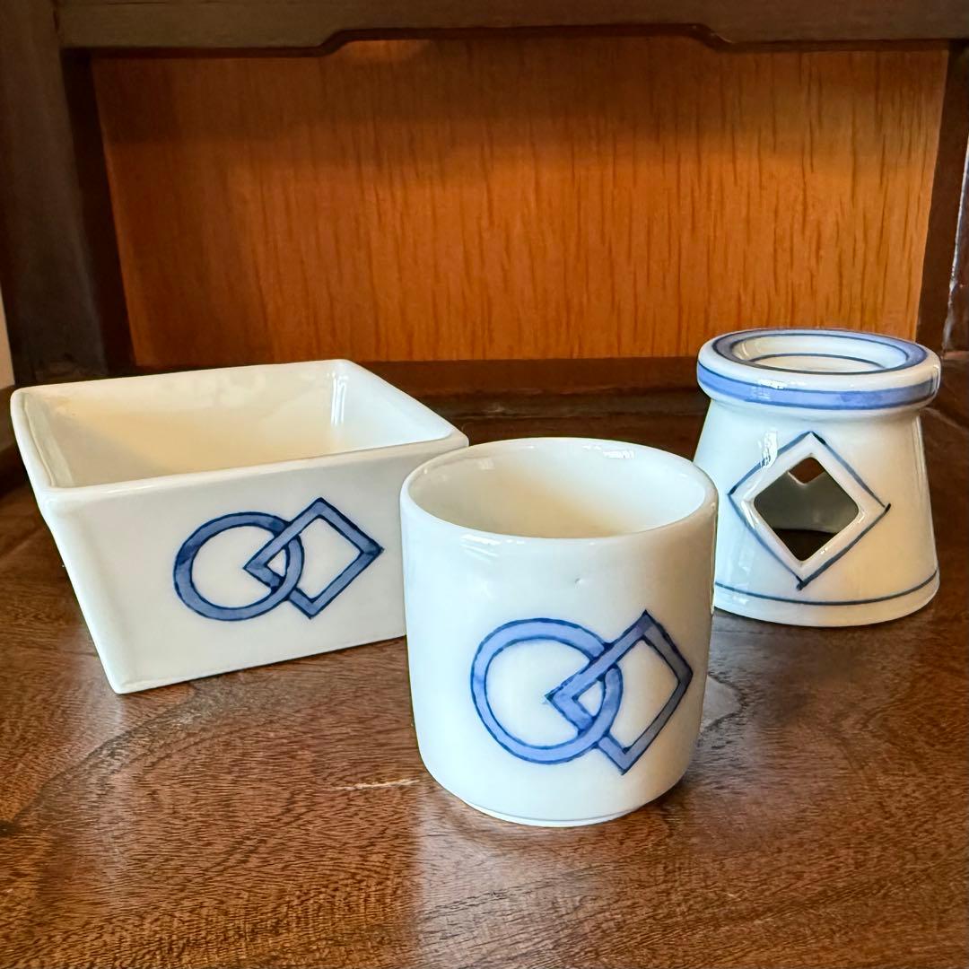 専用三点まとめ　煎茶道具3点まとめ　茶巾筒　盆巾筒　蓋置／茶碗6客/茶筒　方円紋