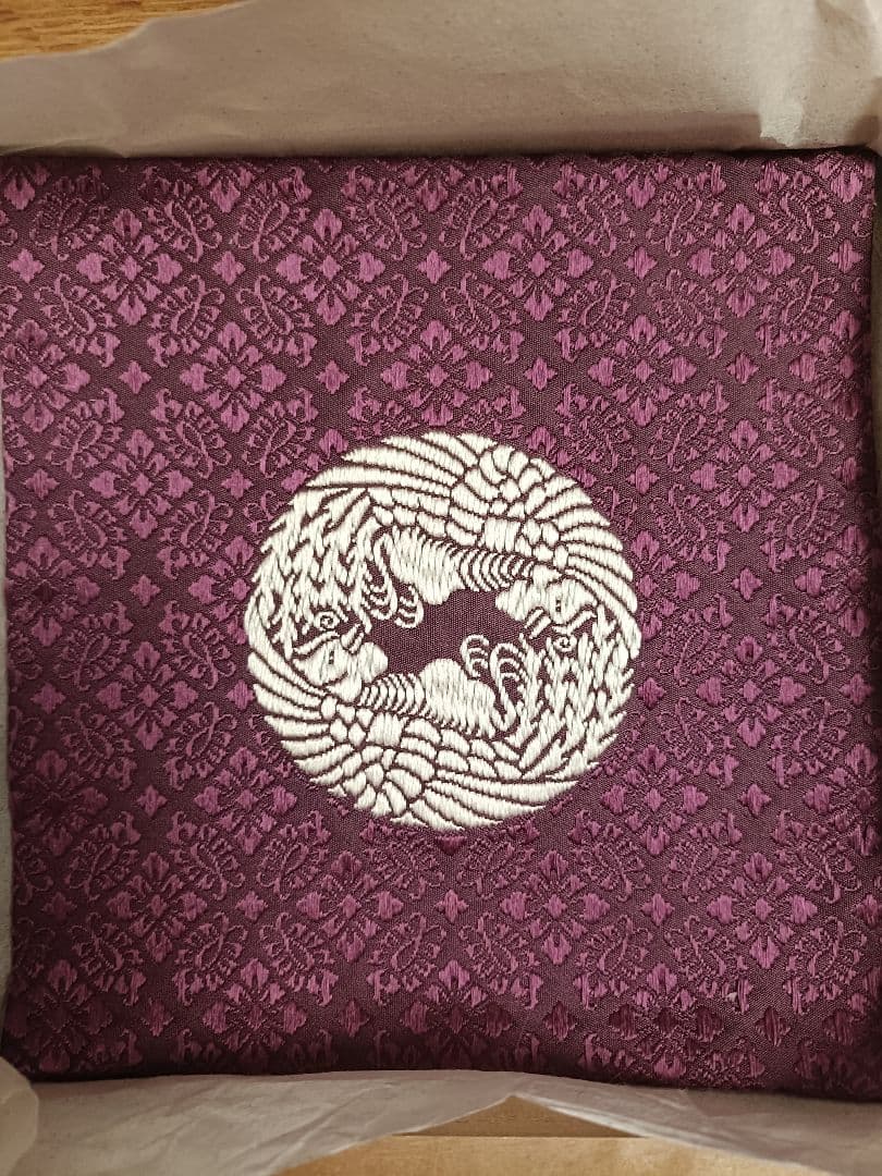 ②銀座高田製　茶道用帛紗 紫色 木箱付き