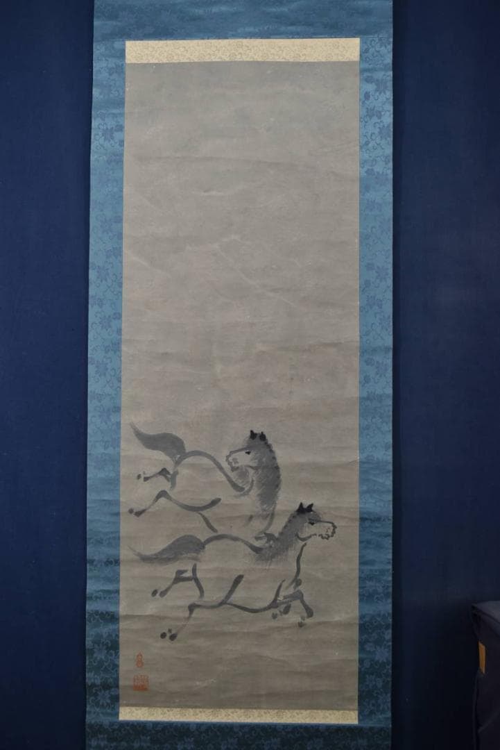 雲谷等顔/馬之図/掛軸/名家伝来/AA-51