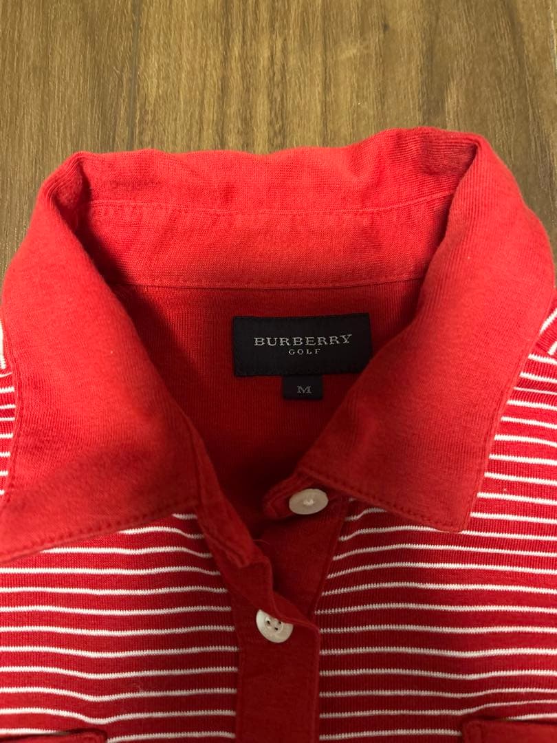 Burbarry ポロシャツ レイヤードシャツ ドッキングトップス Tシャツ 赤