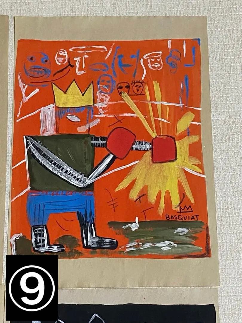 【まとめ売り4枚】模写 肉筆 サインあり ジャン・ミシェル・バスキア 油彩