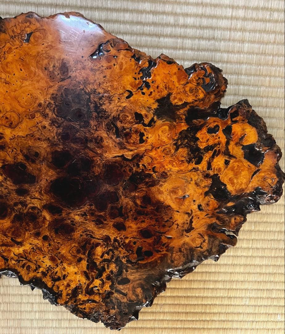 天然時代木 花梨 玉杢 瘤 花台 香台 盆栽台 敷板 64㎝