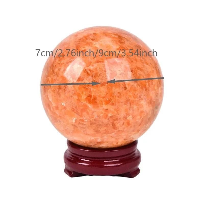 7-9cm天然石丸ボールサンストーン水晶磨きエネルギー石言葉自信喜び創造力陽気さ