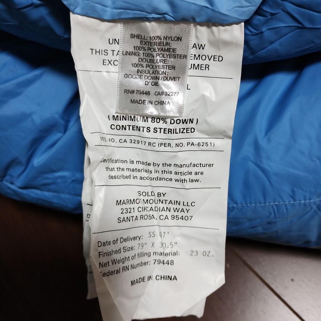 Marmot F15/-9C 寝袋 -9℃対応