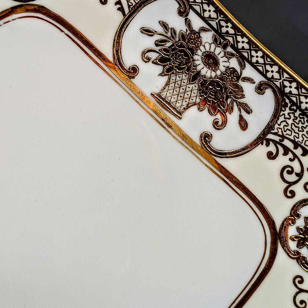 貴重な美品✨オールドノリタケ金盛上花籠装飾図紋マルキ印プレート大皿