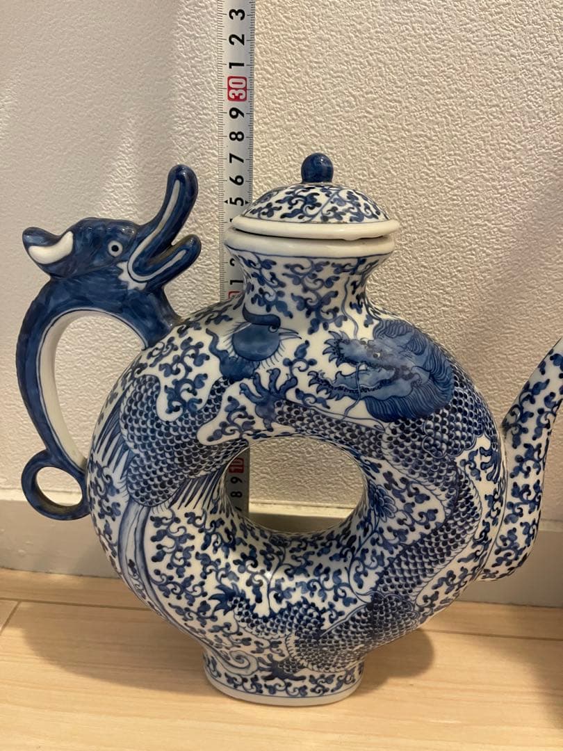 大清雍正年製款 龍鳳凰染付水差し 中国 古美術 時代物 アンティーク