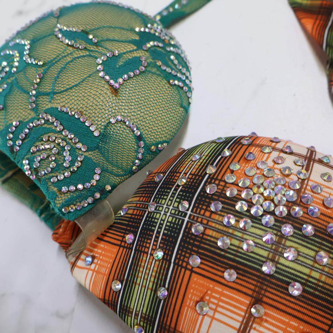 【希少! ベリーダンス用衣装 エジプト製】HISHAM OSMAN チェック柄