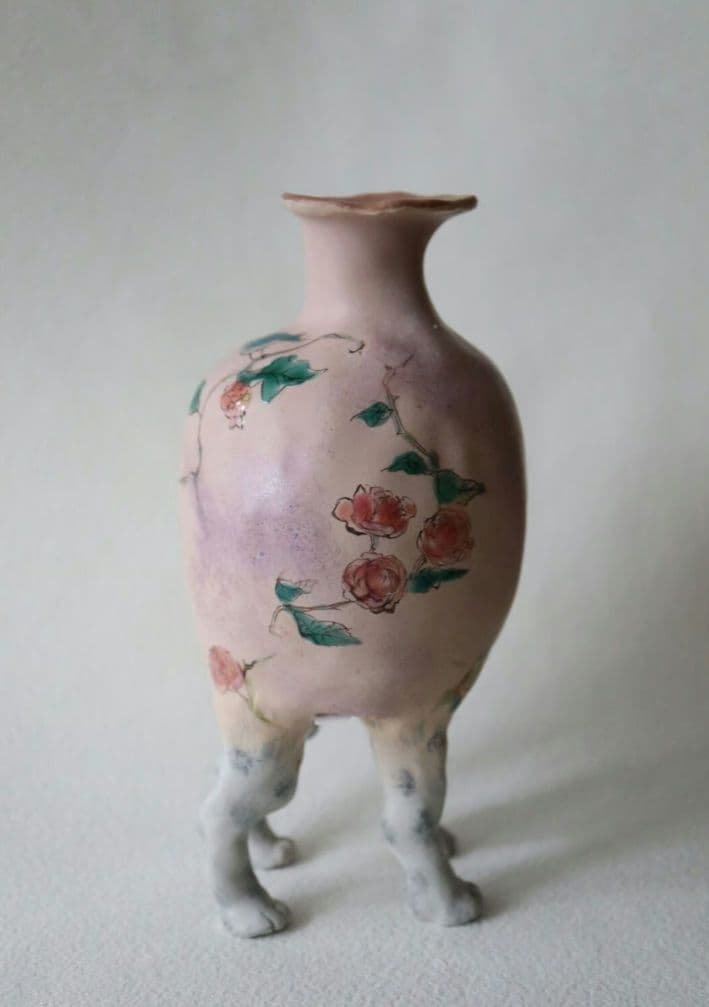 北井真衣さん　アニマルセラピー　壺　九谷焼