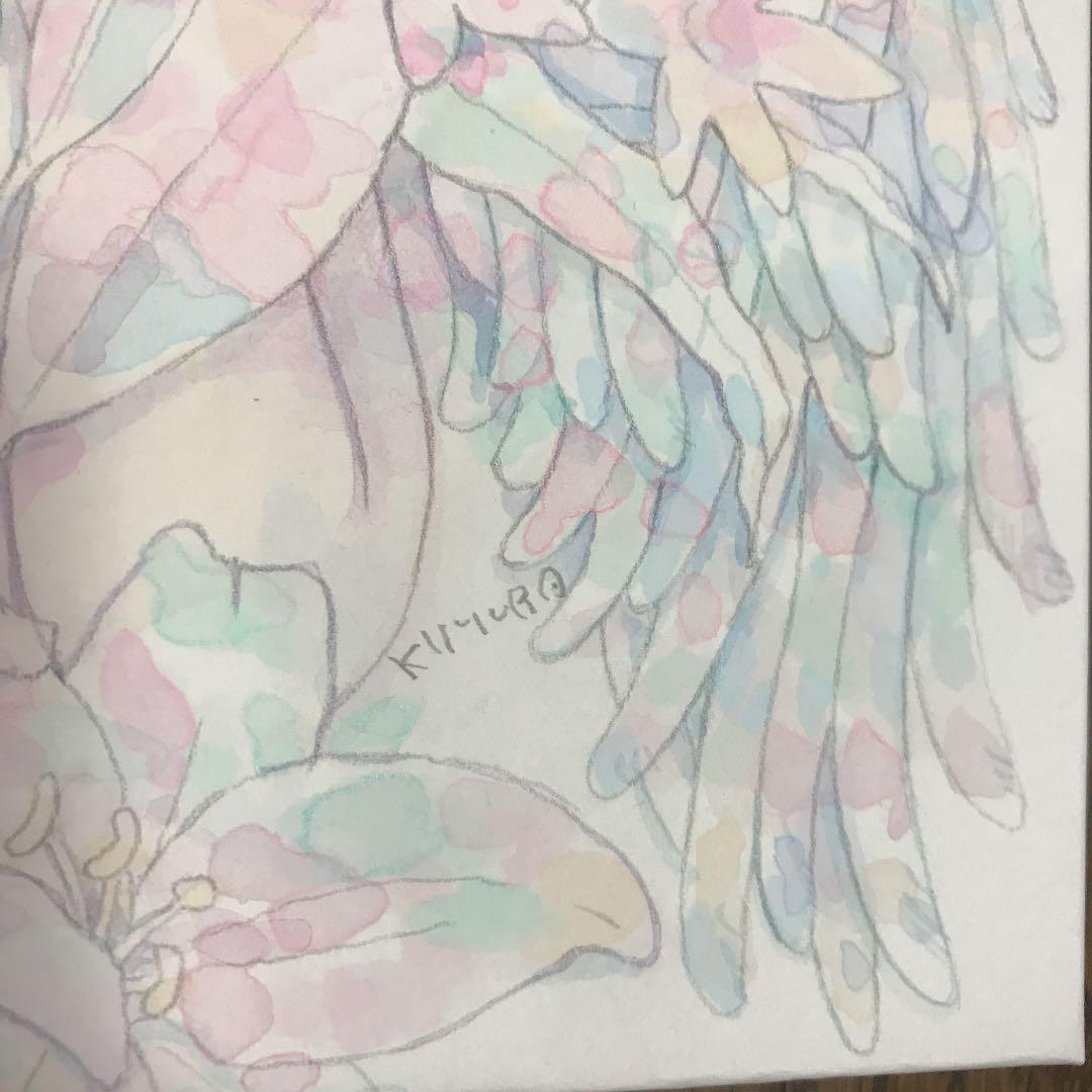 ★木村智博「幸運」木製パネル アクリルガッシュ 色鉛筆 鉛筆 額付き