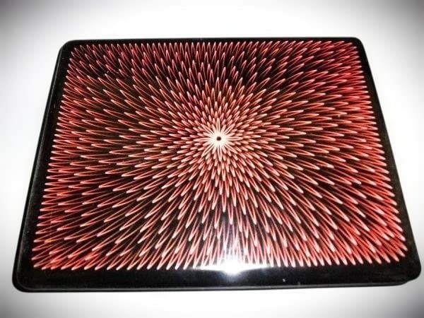 本荘塗 文箱 硯箱 天然木 本漆器 赤黒スパイラル模様