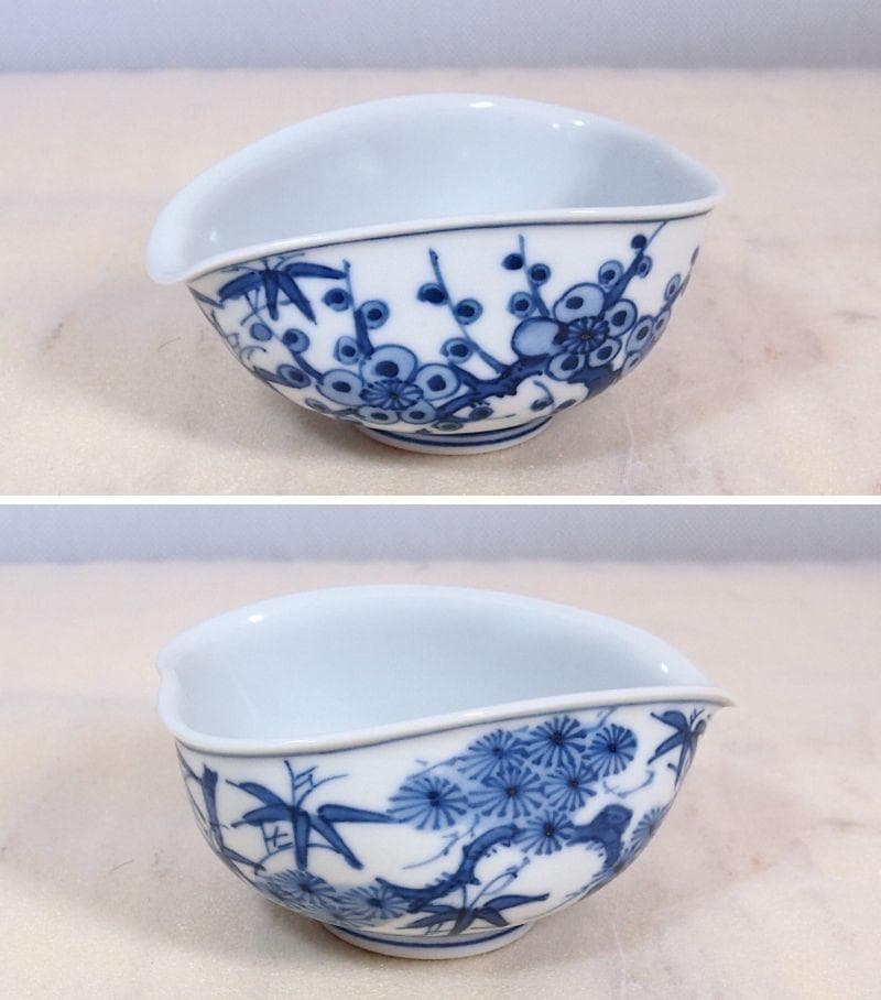 【未使用】京焼/清水焼 平安光抱 青葉松竹梅 茶器揃5客 陶雅堂 湯吞茶碗/急須