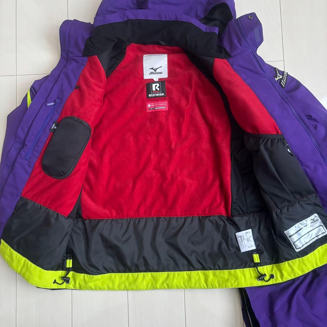 【訳あり】 ミズノ メンズスキーウェア 上下セット パープル 紫
