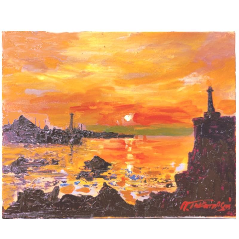 ☆ 高橋益之 ☆「 本泊港　( 利尻）」油絵 F３号サイズ 　新品！