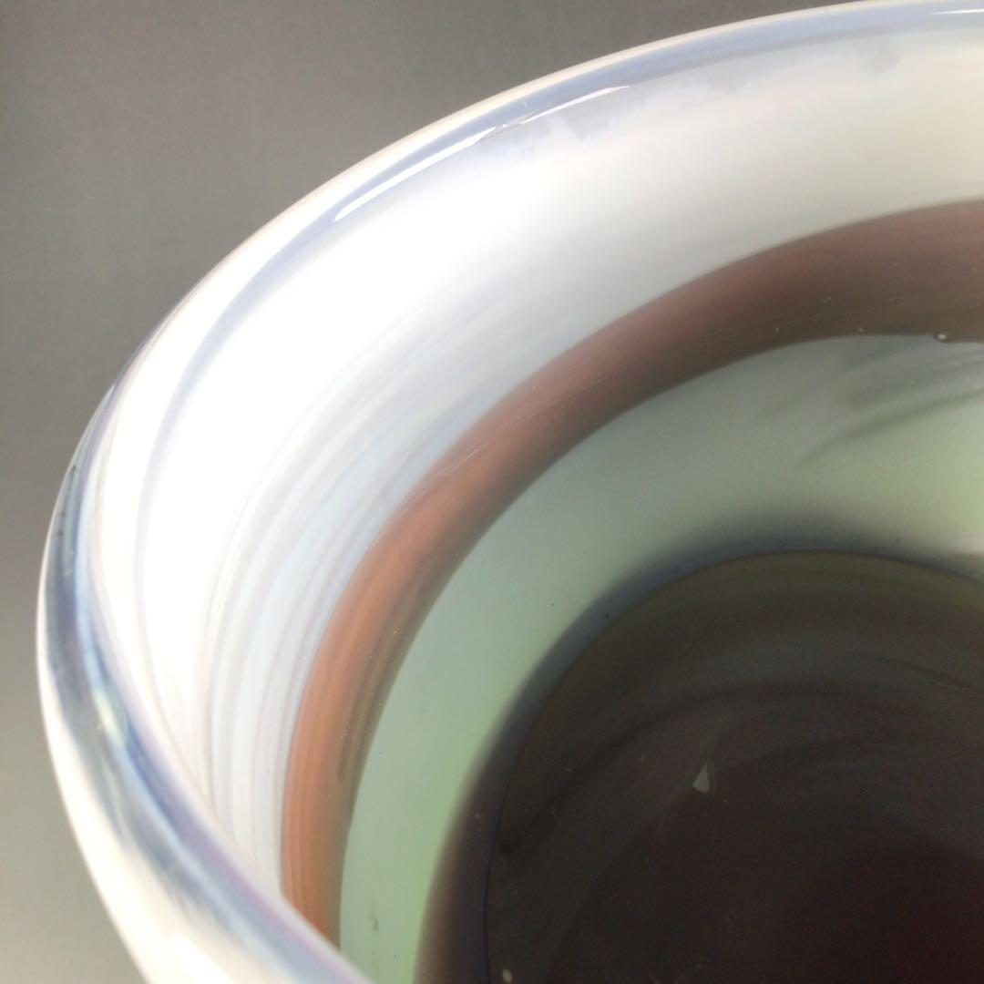 Ｒ５６２　水指　『倉本陽子作』『ガラス製』『竹蓋』『陵線の風景』　共箱　茶道具