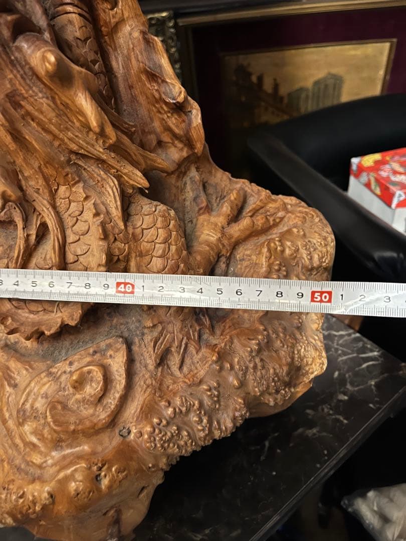 木彫り龍、90センチ龍の木彫り、特大木彫りの龍、一刀彫の龍、ドラゴン、木の株の龍