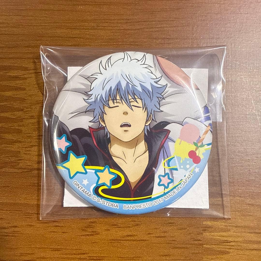 銀魂 一番カフェ　缶バッジ 坂田銀時　普段格好つける奴に限って寝顔がひどい