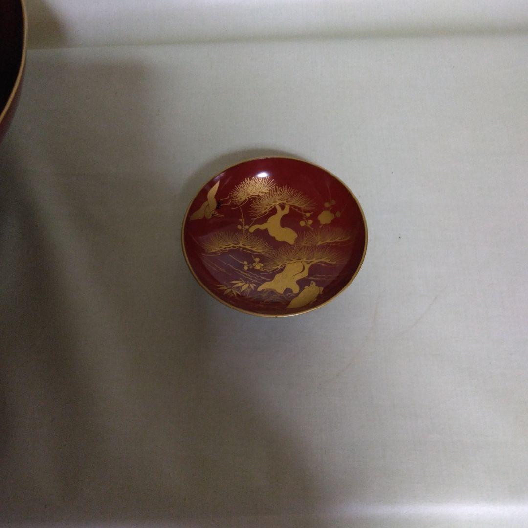 木製九つ重ね杯　本金蒔絵付