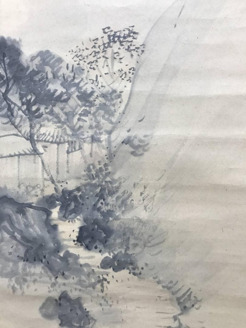 【真作】岡本豊彦/高雄山山村図/山水図/掛軸/名家伝来/AC-566